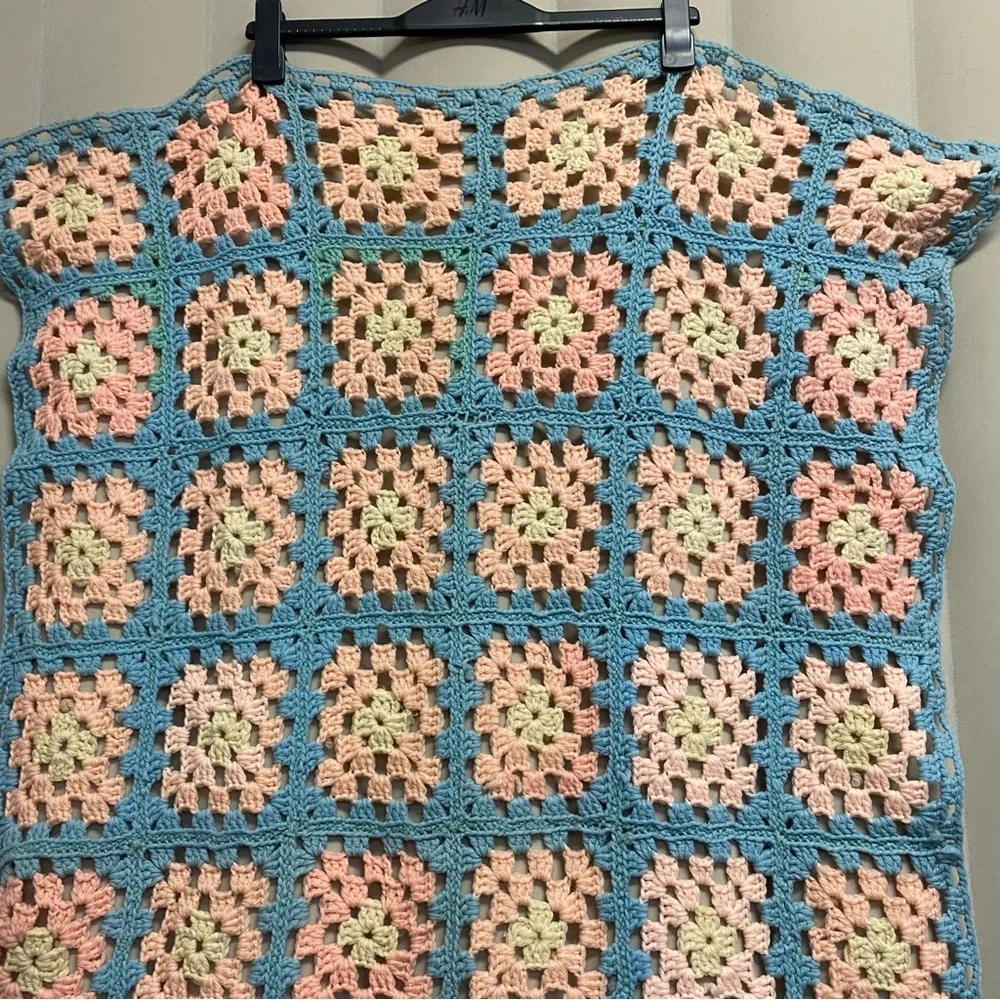 Handmade Crochet Granny Square Baby Blanket Afghan 48”x36” Lap Crib Stroller